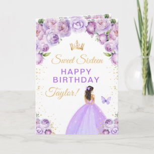 Paarsbruin haar meisje Sweet Sixteen verjaardag Kaart
