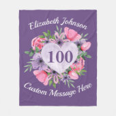 Paarse 100e jaargang voor vrouwen fleece deken (Voorkant)