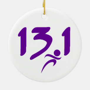 Paarse 13,1-halve marathon keramisch ornament