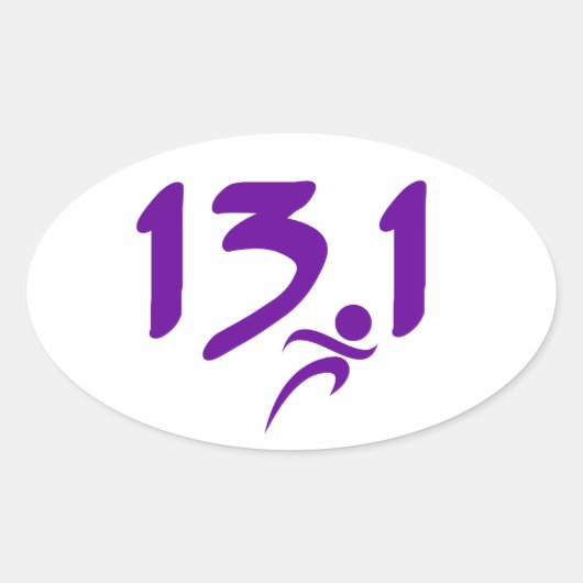 Paarse 13,1-halve marathon ovale sticker (Voorkant)