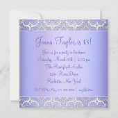 Paarse 13e verjaardagsfeestuitnodiging Paarse 13e Kaart (Achterkant)