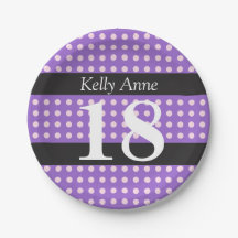 Paarse 18e verjaardag Bord roze pooldots