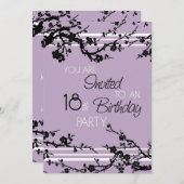 Paarse 18e verjaardag-uitnodigingskaart kaart (Voorkant / Achterkant)