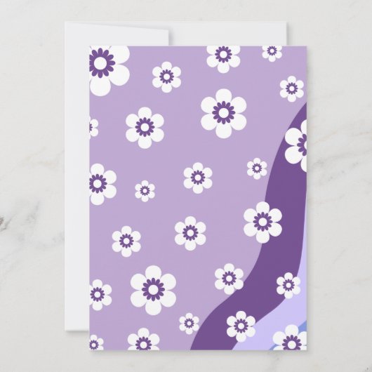 Paarse 1e Verjaardag Meisje Retro Thema Kaart (Achterkant)