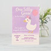 Paarse 1e verjaardagsfeest - Een Gekke Gans Kaart (Staand voorkant)