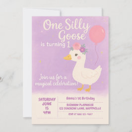 Paarse 1e verjaardagsfeest - Een Gekke Gans Kaart