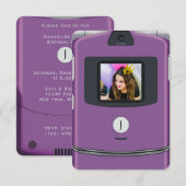 Paarse 2000s Flip Telefoon Verjaardag Kaart (Voorkant / Achterkant)