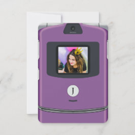Paarse 2000s Flip Telefoon Verjaardag Kaart