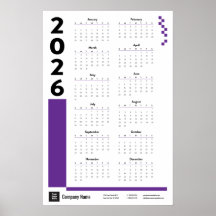 Paarse 2026 Corporate Wall Calendar Poster