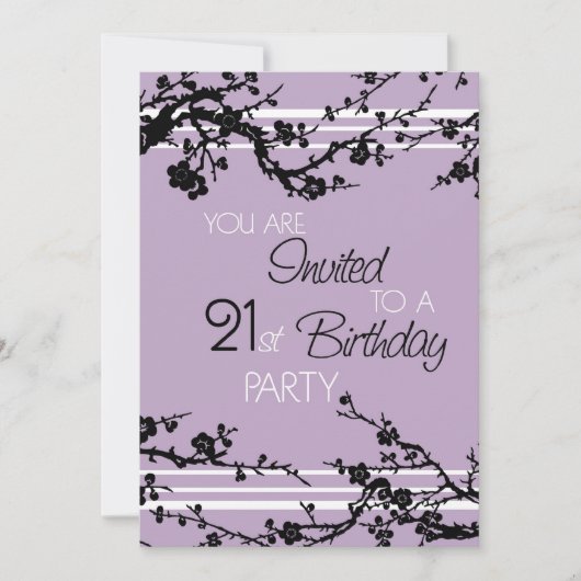 Paarse 21e Birthday Party Invitation Card Kaart (Voorkant)