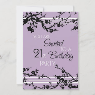 Paarse 21e Birthday Party Invitation Card Kaart