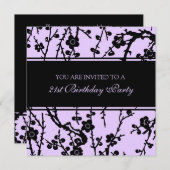 Paarse 21e verjaardag van uitnodigingen (Voorkant / Achterkant)
