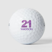 Paarse 21ste verjaardag Golfer Gift 21 jaar elegan Golfballen (Voorkant)