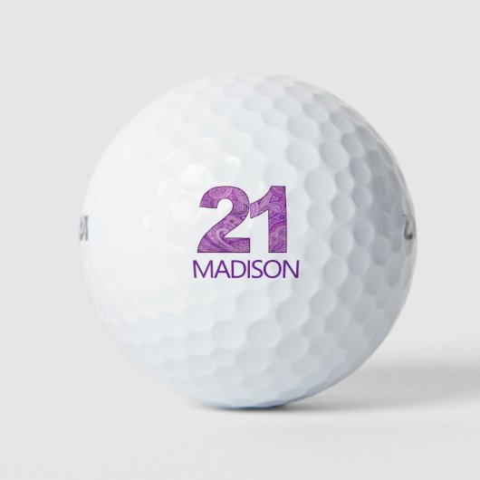 Paarse 21ste verjaardag Golfer Gift 21 jaar elegan Golfballen (Voorkant)