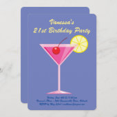 Paarse 21ste verjaardag uitnodiging (Voorkant / Achterkant)