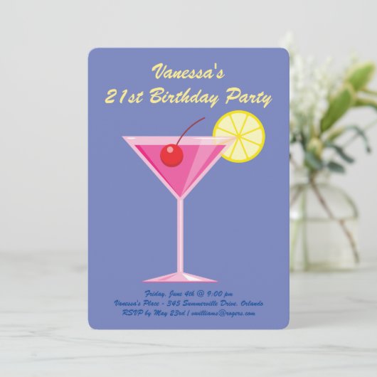 Paarse 21ste verjaardag uitnodiging (Staand voorkant)