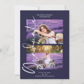 Paarse 2 foto's Prachtige kalligrafie Afstuderen Kaart (Voorkant)