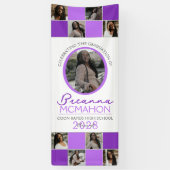 Paarse 2 Toned Fotocollage Afstuderen Vinyl Spandoek (Verticaal)