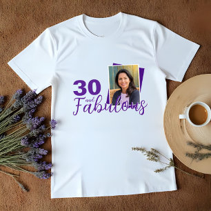 Paarse 30 en Fabulous 30th Verjaardag Foto T-shirt