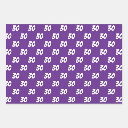 Paarse 30e Happy Birthday Custom Name Inpakpapier Vel (Voorkant)