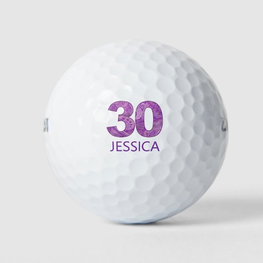 Paarse 30ste verjaardag Golfer Gift 30 jaar elegan Golfballen (Voorkant)