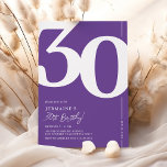 Paarse 30ste verjaardagsfeestje kaart<br><div class="desc">Introductie van een trendy paarse en witte 30e verjaardagsfeestuitnodiging die naadloos de ouderwetse charme van het gedurfde Serif-lettertype '30' combineert met een moderne,  gebruiksvriendelijke personaliseerbare sjabloon. Deze uitnodiging is niet alleen een kaart,  het is een zinvolle aandenken om de mijlpaal van het draaien van 30 te koesteren.</div>