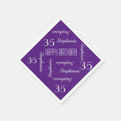 Paarse 35e verjaardagsfeest herhalende namen papie servet (Hoek)