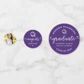 Paarse 3 Foto Afstuderen Modern Script Hearts Pet Confetti (Voorkanten)