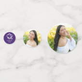 Paarse 3 Foto Afstuderen Modern Script Hearts Pet Confetti (Achterkanten)