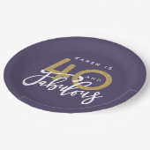 paarse 40 en geweldige verjaardagsfeestdag papieren bordje (Gekanteld)