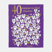 Paarse 40e verjaardag 40 redenen waarom we van je fleece deken (Voorkant)