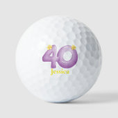 Paarse 40e verjaardag Golfer Gift, 40 jaar elegant Golfballen (Voorkant)
