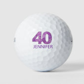 Paarse 40ste verjaardag Golfer Gift 40 jaar elegan Golfballen (Voorkant)