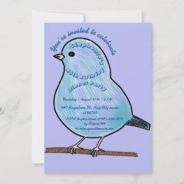 Paarse 45e verjaardag Cute Bird Dinner Party Kaart