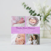 Paarse 4 foto's - Geboorteaankondiging Aankondiging (Staand voorkant)