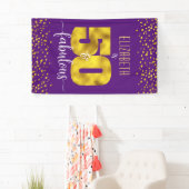 Paarse 50 en fabelachtig verjaardagsgoud folie con spandoek (Insitu)