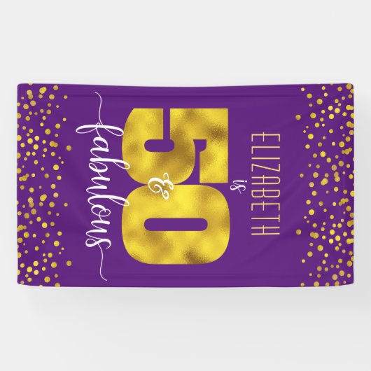 Paarse 50 en fabelachtig verjaardagsgoud folie con spandoek (Horizontaal)