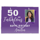 Paarse 50 en Fabulous 50th Birthday Foto Groot Cadeauzakje (Achterkant)