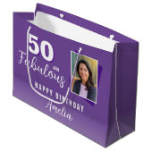 Paarse 50 en Fabulous 50th Birthday Foto Groot Cadeauzakje (Voorkant Gekanteld)