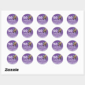 Paarse 50 en Fabulous 50th Birthday Foto Ronde Sticker (Vel)