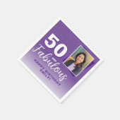 Paarse 50 en Fabulous 50th Birthday Foto Servet (Hoek)