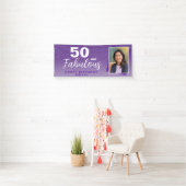 Paarse 50 en Fabulous 50th Birthday Foto Spandoek (Insitu)