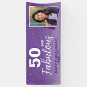 Paarse 50 en Fabulous 50th Birthday Foto Spandoek (Verticaal)