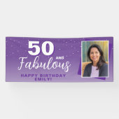 Paarse 50 en Fabulous 50th Birthday Foto Spandoek (Horizontaal)