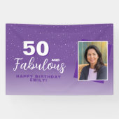 Paarse 50 en Fabulous 50th Birthday Foto Spandoek (Horizontaal)
