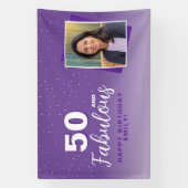 Paarse 50 en Fabulous 50th Birthday Foto Spandoek (Verticaal)