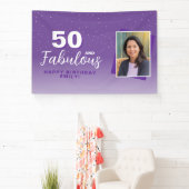 Paarse 50 en Fabulous 50th Birthday Foto Spandoek (Insitu)
