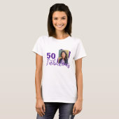 Paarse 50 en Fabulous 50th Birthday Foto T-shirt (Voorkant volledig)