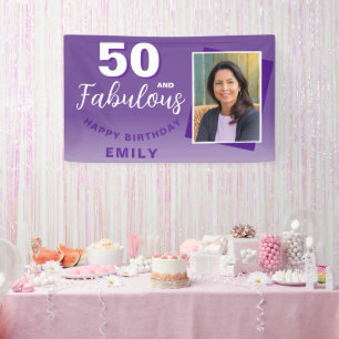 Paarse 50 en Fabulous 50th Birthday Party Foto Spandoek