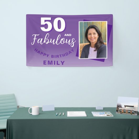 Paarse 50 en Fabulous 50th Birthday Party Foto Spandoek (Beurs)
